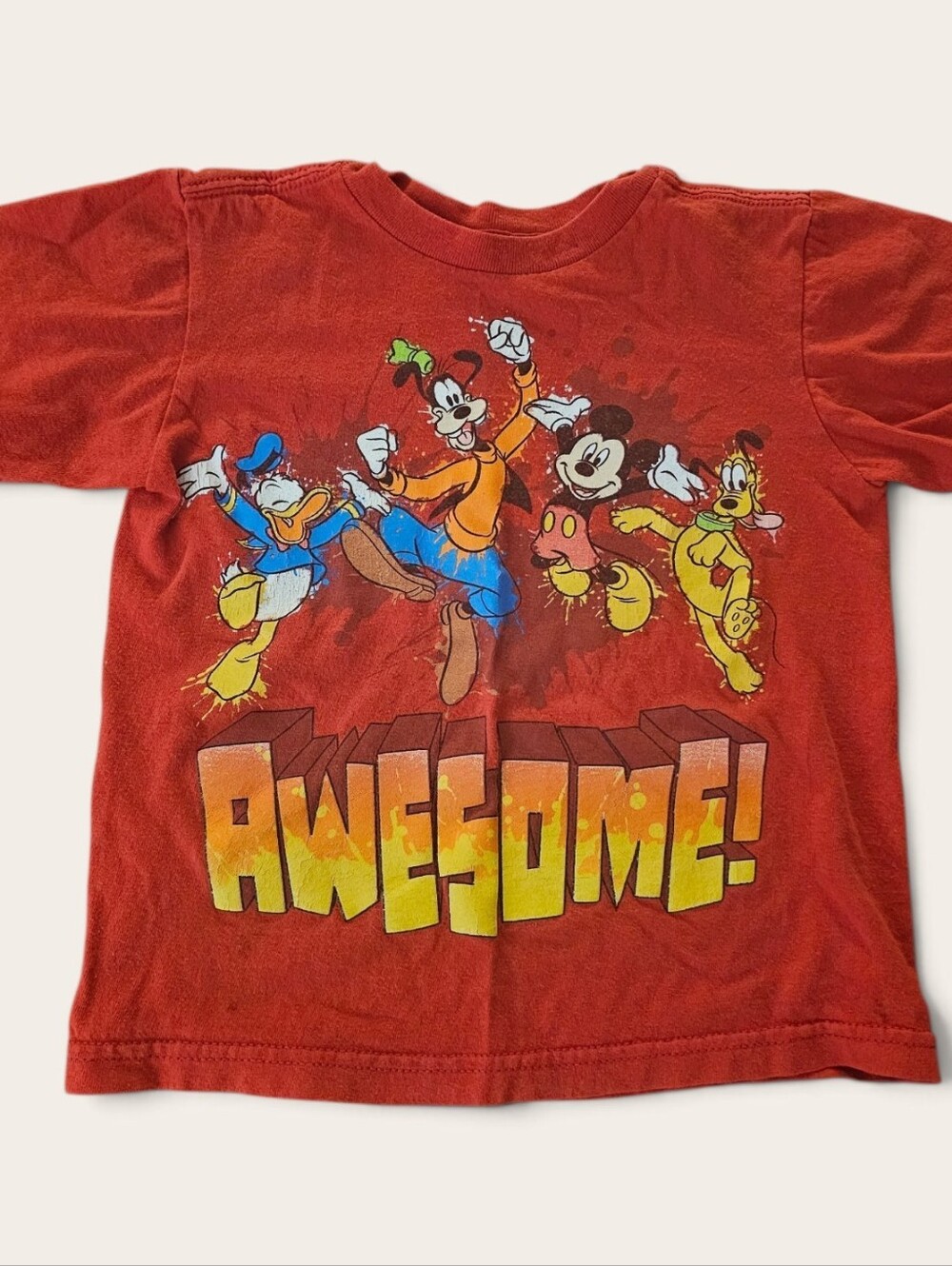 Disney Red Kids Tee with Mickey, Donald, Goofy & Pluto
